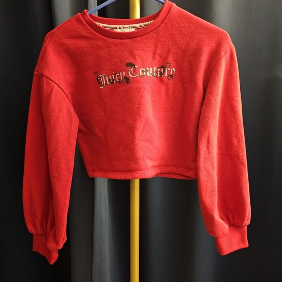Juicy Couture Tops - JUICY COUTURE  Red Logo Crop top Sweatshirt – Size XS 💋🔥